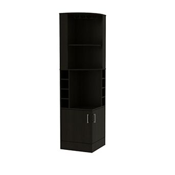 DEPOT E-SHOP Egina Corner Bar Cabinet, Two External Shelves, Black