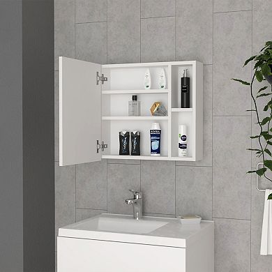 DEPOT E-SHOP Queets Medicine Single Door Cabinet, External Shelves, 3Interior Shelves ,White