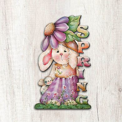 Bunny Decorative 24-Inch Handcrafted Wooden Door Decor by J. Mills-Price - Easter & Spring Decor