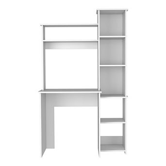 DEPOT E-SHOP Aramis Desk, Five Shelves, Two Superior Shelves, White