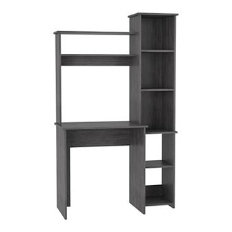 DEPOT E-SHOP Aramis Desk, Five Shelves, Two Superior Shelves, Smokey Oak