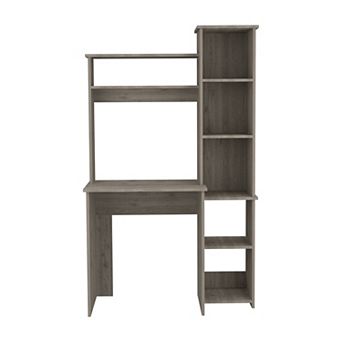 DEPOT E-SHOP Aramis Desk, Five Shelves, Two Superior Shelves, Light Gray