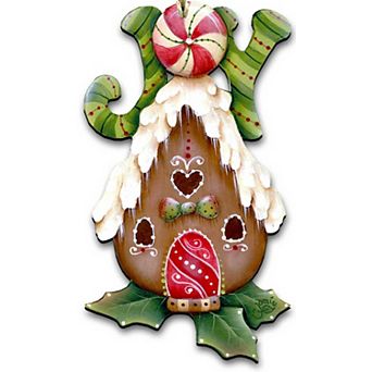 Joy Gingerbread House 24-Inch Handcrafted Wooden Door Decor by J. Mills-Price - Christmas Decor