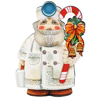 Candy Cane Doctor Santa 24" Wooden Door Decor by G. DeBrekht Handcrafted Festive Holiday Decor