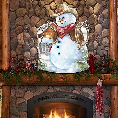 Cowboy Snowman Christmas 24-Inch Door Decor by D. Gelsinger - Fun Santa & Snowman Western Style
