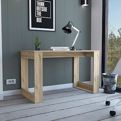 DEPOT E-SHOP Melb Writing Desk with Ample Workstation and Sturdy Legs, Light Oak