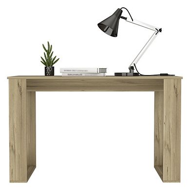 DEPOT E-SHOP Melb Writing Desk with Ample Workstation and Sturdy Legs, Light Oak