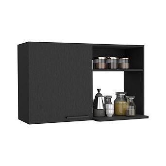 DEPOT E-SHOP Salento 2 Stackable Wall-Mounted Storage Cabinet with 2 Side Shelf, Black