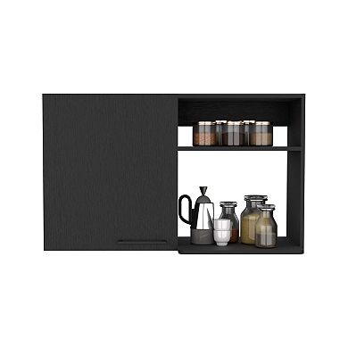 DEPOT E-SHOP Salento 2 Stackable Wall-Mounted Storage Cabinet with 2 Side Shelf, Black