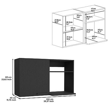 DEPOT E-SHOP Salento 2 Stackable Wall-Mounted Storage Cabinet with 2 Side Shelf, Black