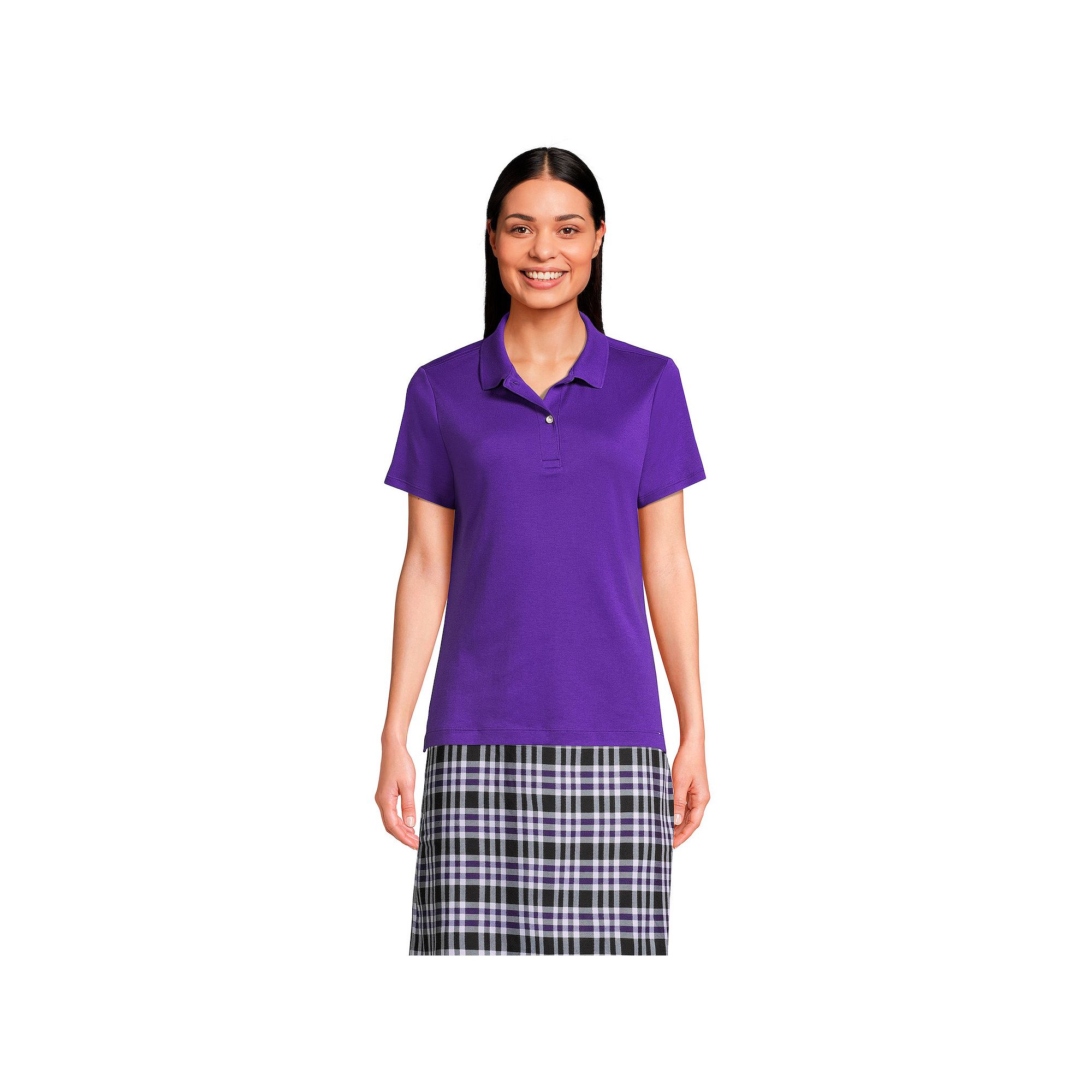 Womens Lands End School Uniform Short Sleeve Interlock Polo Shirt, Size: 
