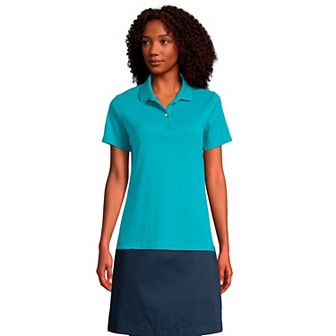 Women's Lands' End School Uniform Short Sleeve Interlock Polo Shirt