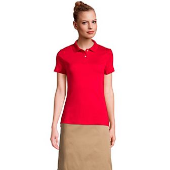 Women's Lands' End School Uniform Short Sleeve Interlock Polo Shirt
