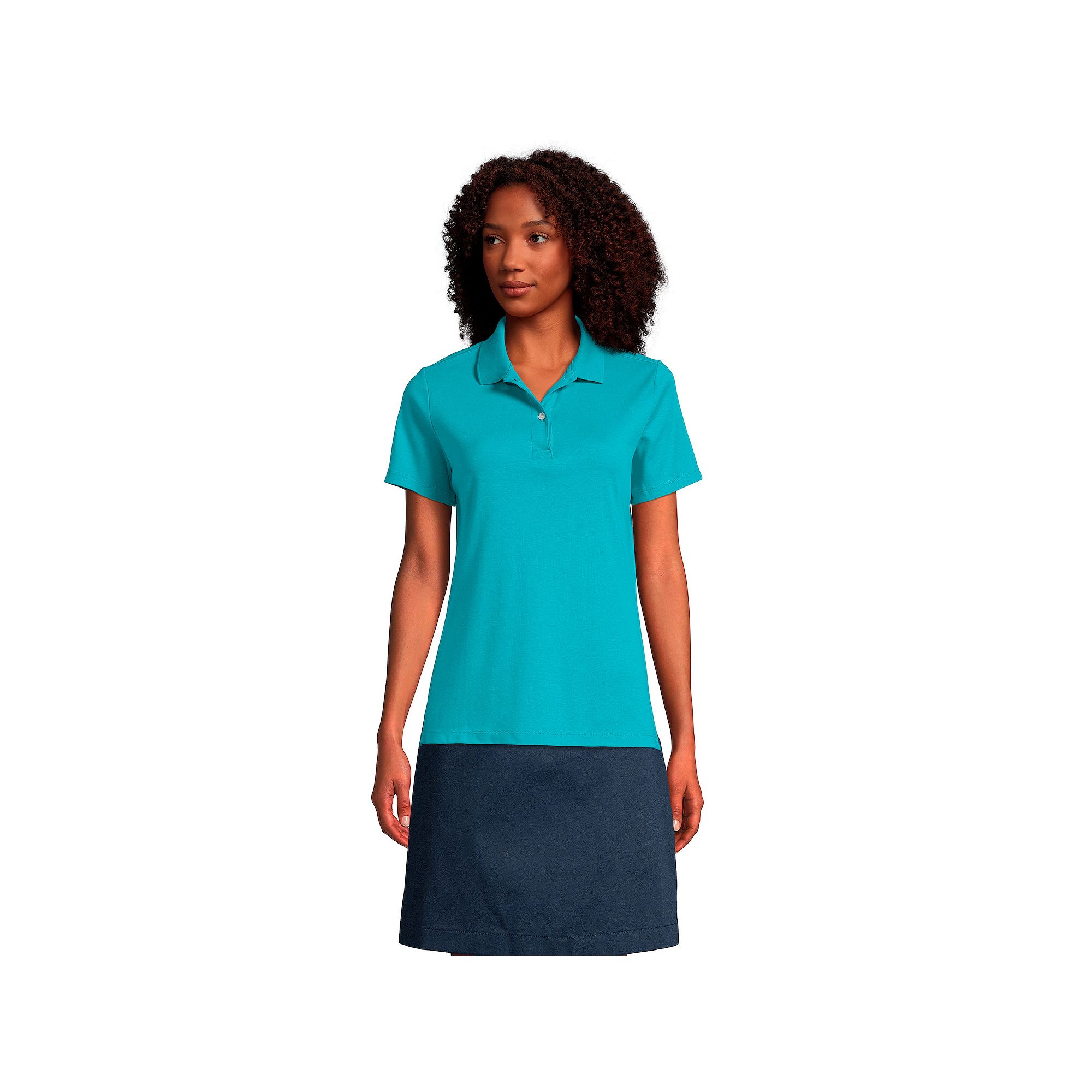 Womens Lands End School Uniform Short Sleeve Interlock Polo Shirt, Size: 