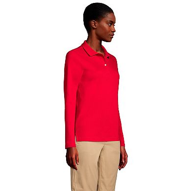 Women's Lands' End School Uniform Long Sleeve Interlock Polo Shirt