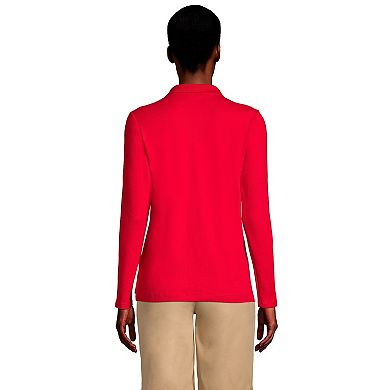 Women's Lands' End School Uniform Long Sleeve Interlock Polo Shirt