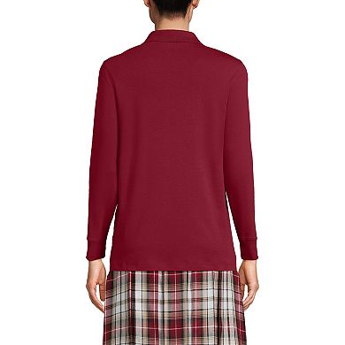 Women's Lands' End School Uniform Long Sleeve Interlock Polo Shirt