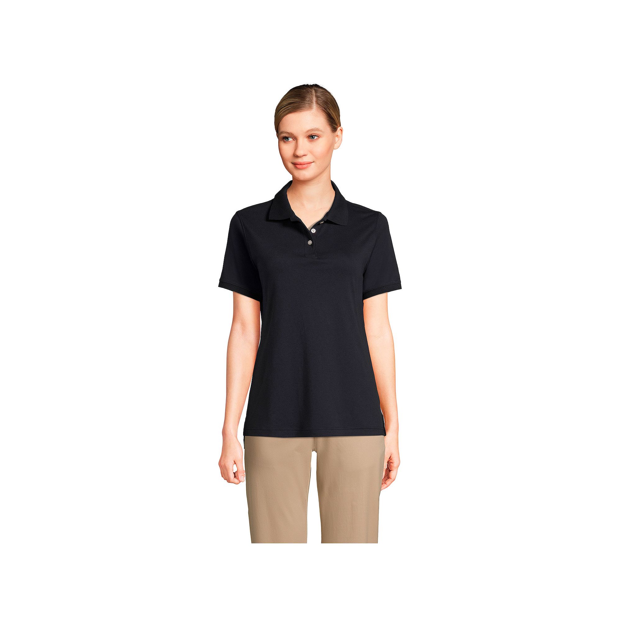 Womens Lands End School Uniform Classic Short Sleeve Interlock Polo Top, 
