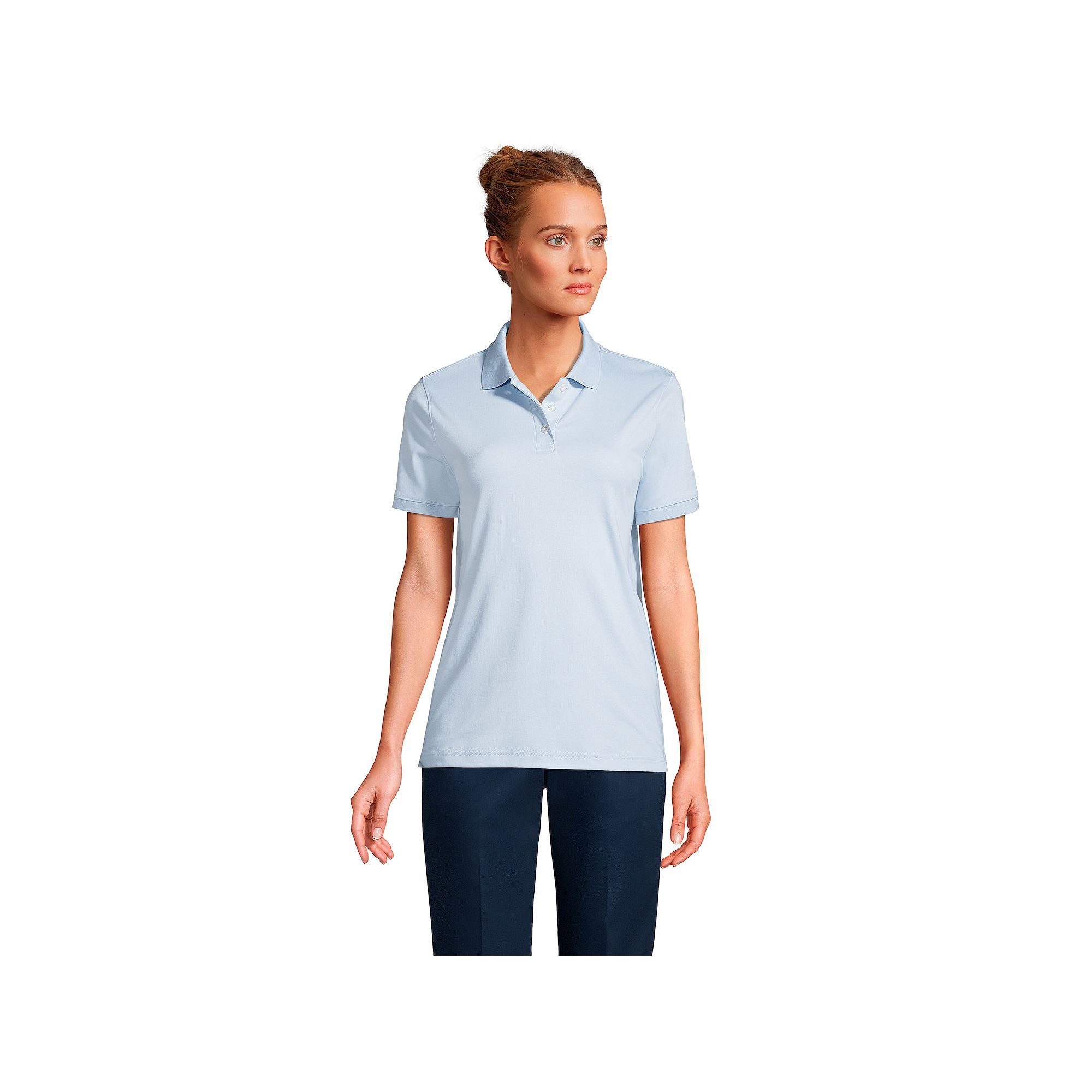Womens Lands End School Uniform Classic Short Sleeve Interlock Polo Top, 