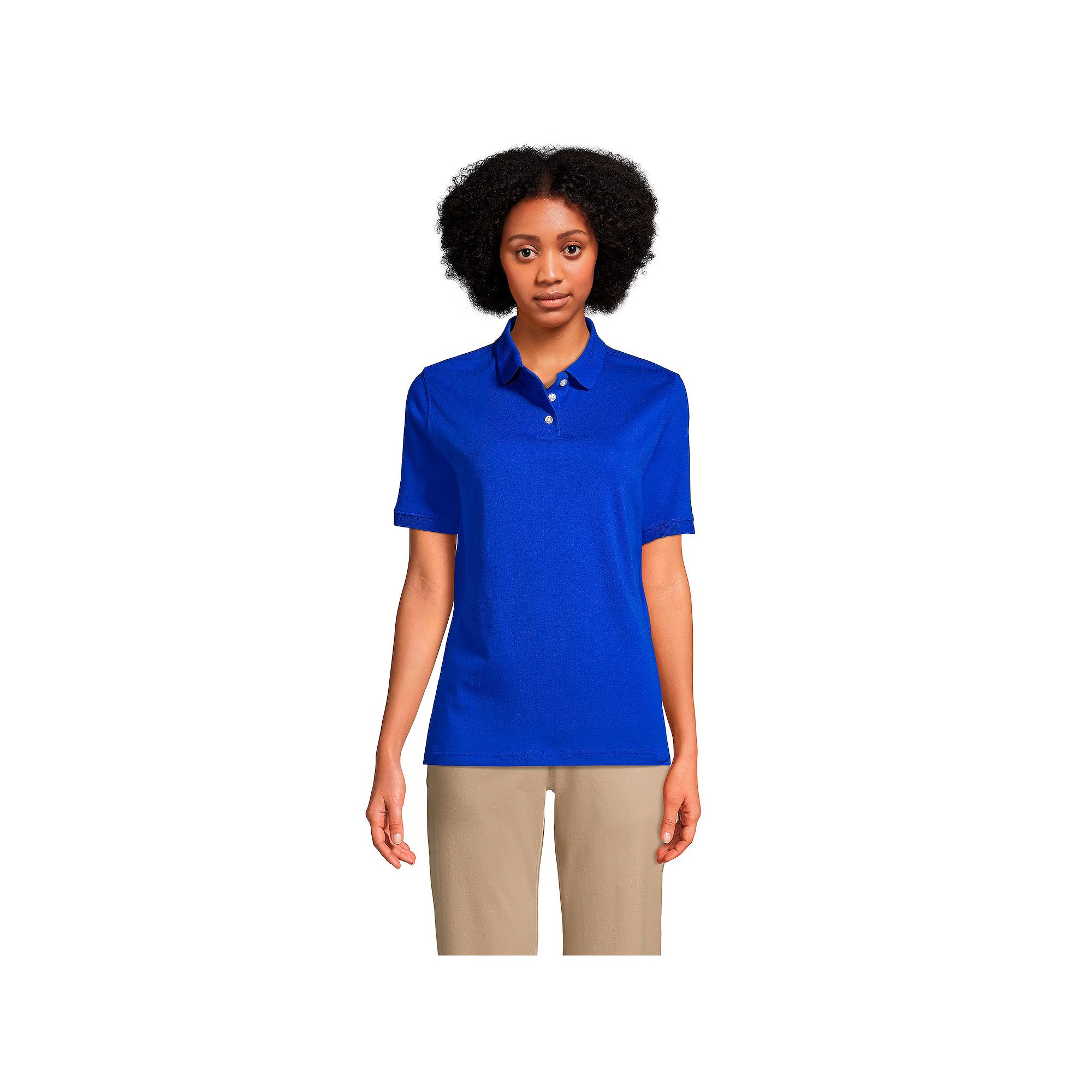 Womens Lands End School Uniform Classic Short Sleeve Interlock Polo Top, 