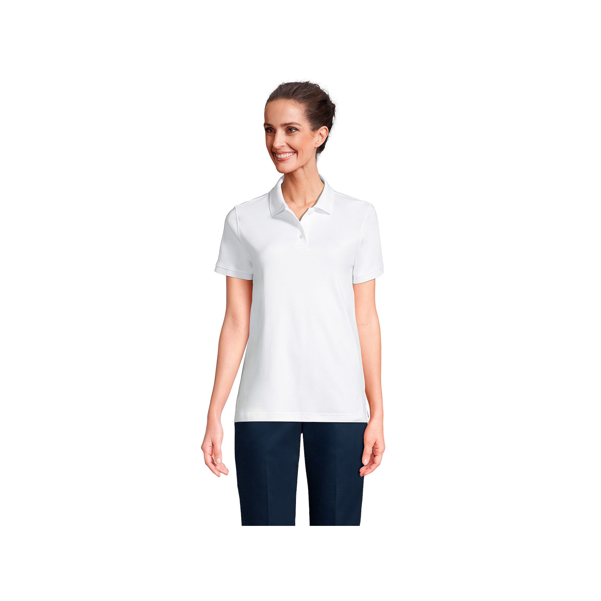 Womens Lands End School Uniform Classic Short Sleeve Interlock Polo Top, 