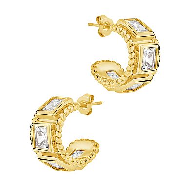 MC Collective Cassy Cubic Zirconia C-Hoop Earrings