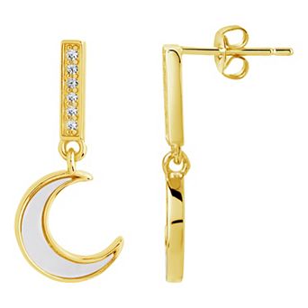 MC Collective Half Moon Drop Dyed White Freshwater Cultured Pearl Earring Studs