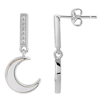 MC Collective Half Moon Drop Dyed White Freshwater Cultured Pearl Earring Studs