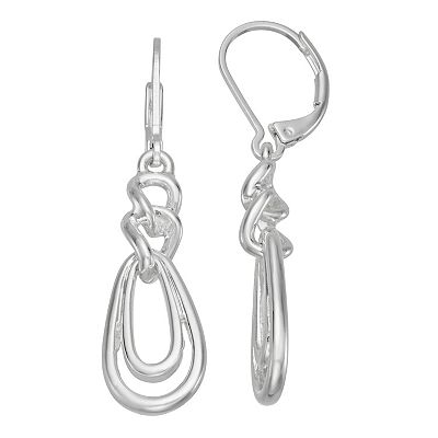 Napier Silver Tone Double Teardrop Leverback Earrings