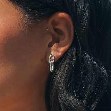 MC Collective Double Link Cubic Zirconia Drop Stud Earrings