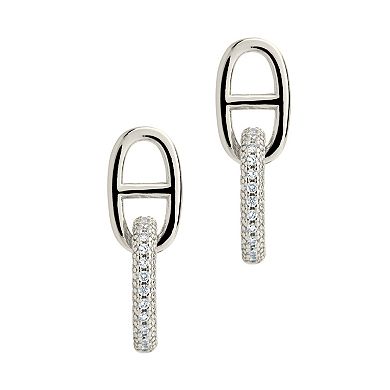 MC Collective Double Link Cubic Zirconia Drop Stud Earrings