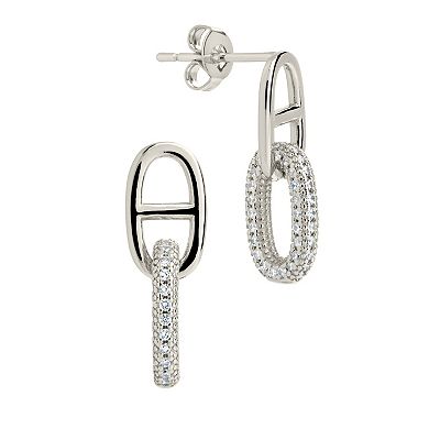 MC Collective Double Link Cubic Zirconia Drop Stud Earrings