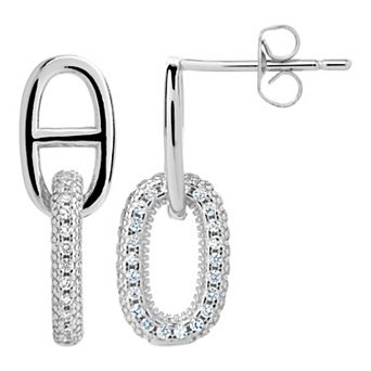 MC Collective Double Link Cubic Zirconia Drop Stud Earrings