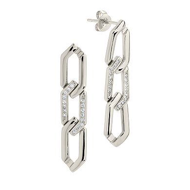MC Collective Cubic Zirconia Chain Link Drop Stud Earrings