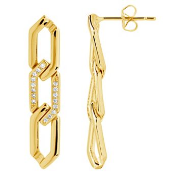 MC Collective Cubic Zirconia Chain Link Drop Stud Earrings