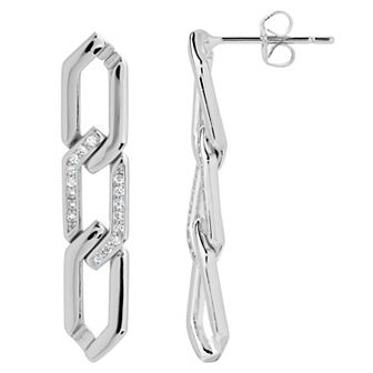 MC Collective Cubic Zirconia Chain Link Drop Stud Earrings