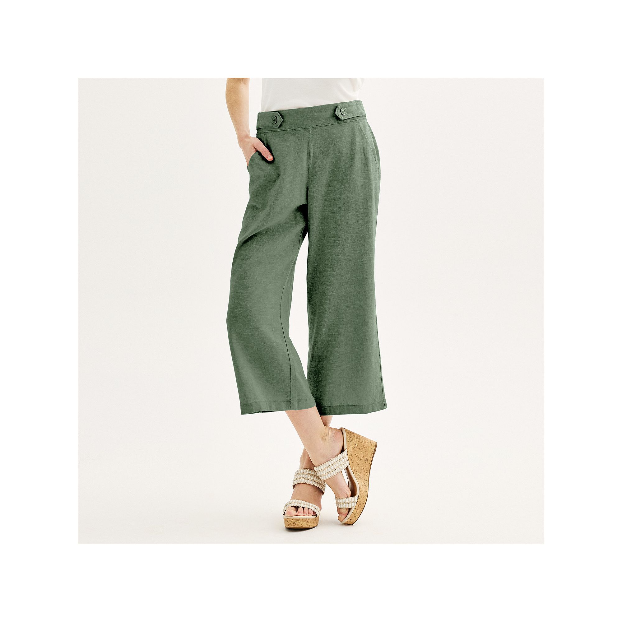 Womens Croft & Barrow® Pull-On Wide Leg Crop Pants, Size: Small, Manolo G
