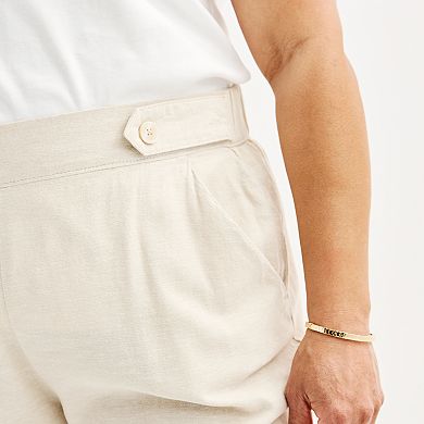 Plus Size Croft & Barrow® Button-Tab Pull-On Wide Leg Crop Pants