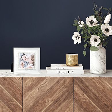 Belle Maison 4" x 4" Distressed White Beaded Table Top Frame