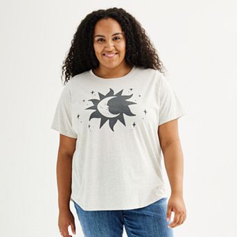 Women's Plus Size Moon and Sun Graphic Tee