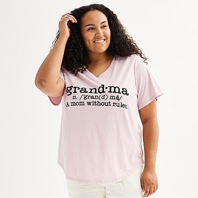 Women s Plus Size Grandma V Neck Graphic Tee