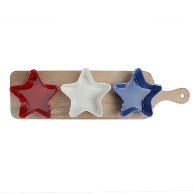 Celebrate Together™ Americana Paddle Board with Red, White & Blue Star Bowls Set
