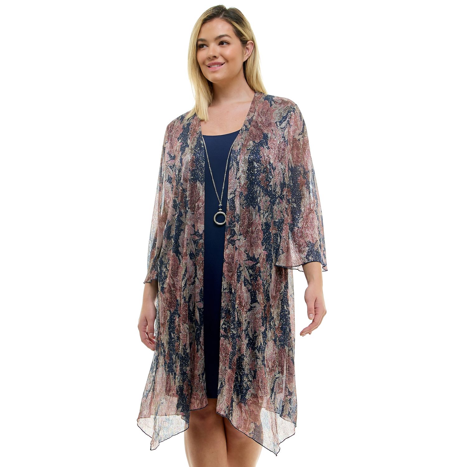 Женские платья Luxology Plus Size Luxology 3 pc Jacket & Shift Dress with Necklace
