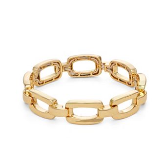 Napier Gold Tone Squared Oval Link Stretch Bracelet