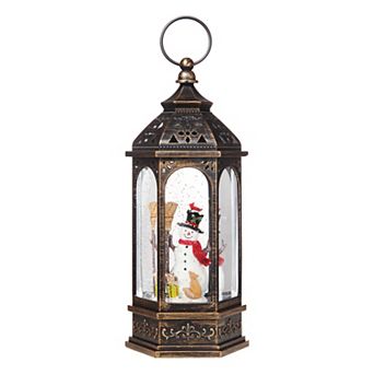 Snowburst™ Lantern with Snowman and Glittering Light Snow Show