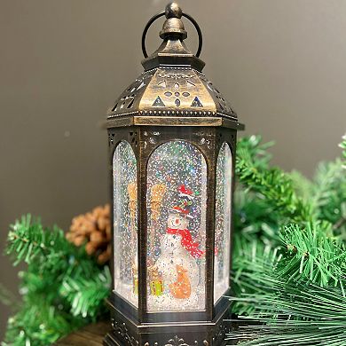 Snowburst™ Lantern with Snowman and Glittering Light Snow Show