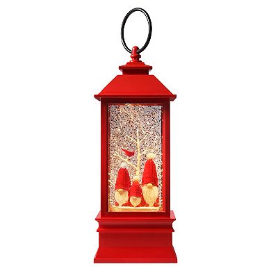 Snowburst™ Red Lantern with Gnome Trio
