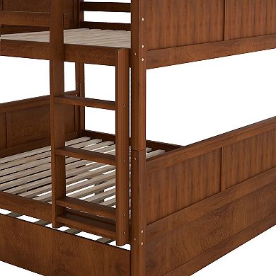 Merax Full Size Bunk Bed with Trundle