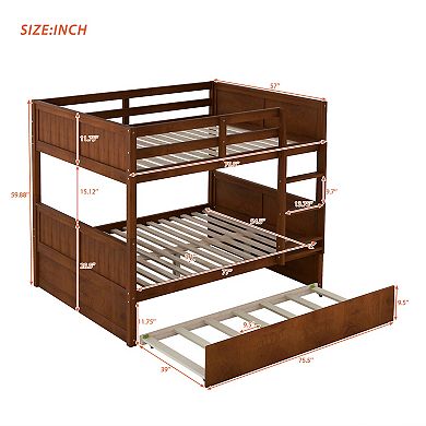 Merax Full Size Bunk Bed with Trundle