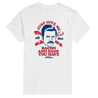 Big & Tall Parks And Recs Ron Bacon Eggs Graphic Tee